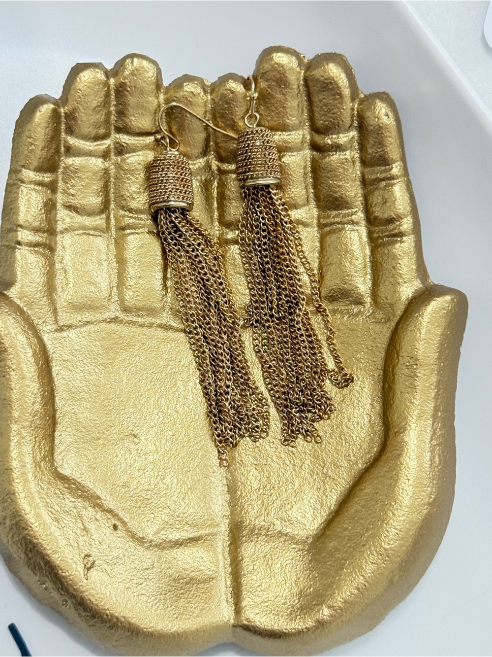 NEW Anthropologie Gold Dangle Tassel Chain Earrings